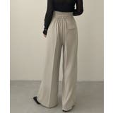 Meiru 細ベルトハイウエストタックワイドパンツ | JUNOAH | 詳細画像7