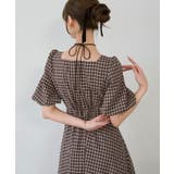 Meiru チェックパフスリーブフレアワンピース | JUNOAH | 詳細画像10