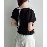 Meiru 楊柳シャーリングシアーショートブラウス | junoah | 詳細画像7 