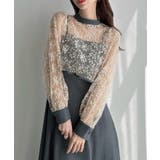 Meiru バックリボンレーストップス＋フレアキャミワンピースset | JUNOAH | 詳細画像6 