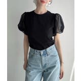 Meiru チュールパフスリーブTシャツ＋シャーリングキャミset | junoah | 詳細画像10 