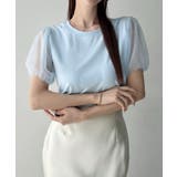 Meiru チュールパフスリーブTシャツ＋シャーリングキャミset | junoah | 詳細画像13 