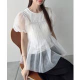 Meiru チュールパフスリーブTシャツ＋シャーリングキャミset | junoah | 詳細画像6 