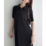 ブラック | Meiru 【セルフカット可能】ストレッチプリーツ半袖ポロワンピース【ペチスカー… | JUNOAH