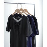 Meiru ストレッチジャガードフロントレースギャザーワンピース | JUNOAH | 詳細画像10 