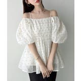 アイボリー | Meiru シアードット2wayオフショルペプラムトップス | junoah