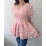 フラワーモチーフチュールペプラムトップス | junoah | 詳細画像8 