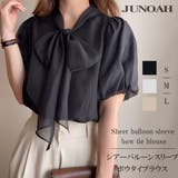 シアーバルーンスリーブボウタイブラウス | JUNOAH | 詳細画像1