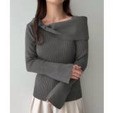 チャコール | リボンデザインニットトップス | JUNOAH