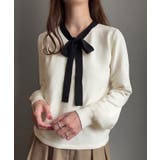 アイボリー | リボンボウタイニットトップス | JUNOAH