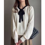 リボンボウタイニットトップス | JUNOAH | 詳細画像4 