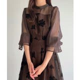 ブラウン | シアーフラワーバックリボンワンピース | JUNOAH