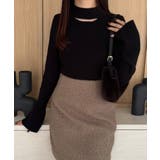 ブラック | ベルスリーブビスチェ風ニット | JUNOAH