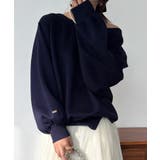 ディープネイビー | ワンショルスリットスウェット | JUNOAH