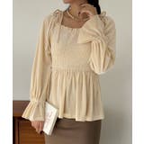 シャーリングベロア肩リボンブラウス | JUNOAH | 詳細画像12 