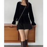 シャーリングベロア肩リボンブラウス | JUNOAH | 詳細画像4 