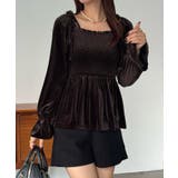 シャーリングベロア肩リボンブラウス | JUNOAH | 詳細画像5 