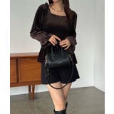 シャーリングベロア肩リボンブラウス | JUNOAH | 詳細画像6 