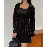 シャーリングベロア肩リボンブラウス | JUNOAH | 詳細画像8 