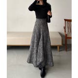 ハイウエストツイードフリンジフレアスカート | JUNOAH | 詳細画像1