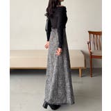 ハイウエストツイードフリンジフレアスカート | JUNOAH | 詳細画像3