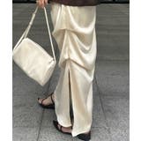 ベルト付き薄手サテンドレープスカート | junoah | 詳細画像2