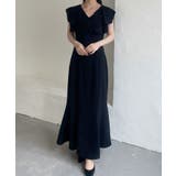 ブラック | ラッフルカラーマーメイドワンピース | JUNOAH