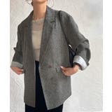 グレー | オーバーサイズツイードテーラードジャケット | JUNOAH