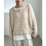 シャツレイヤードオーバーサイズシャギーニット | JUNOAH | 詳細画像1