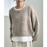 モカ | シャツレイヤードオーバーサイズシャギーニット | JUNOAH