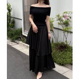 Aブラック | オフショルニットドッキングイレヘムワンピース | JUNOAH