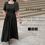ウエストタックシアースリーブバックリボンワンピース | JUNOAH | 詳細画像1