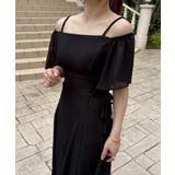 ブラック | フレアオフショルレースアップキャミワンピース | JUNOAH