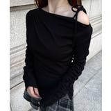 ブラック | ワンショルアシメドレープカットソー | JUNOAH