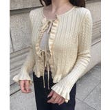 アイボリー | リボンフリルニットカーディガン | JUNOAH