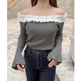 グレー | フリルニットトップス | JUNOAH