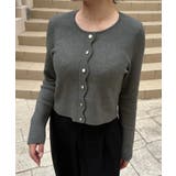 チャコール | スカラップニットトップス | JUNOAH