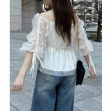 オフショルドロストチュールブラウス | JUNOAH | 詳細画像3 