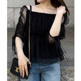 オフショルドロストチュールブラウス | JUNOAH | 詳細画像4 