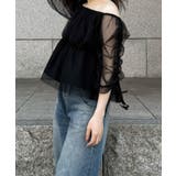 オフショルドロストチュールブラウス | JUNOAH | 詳細画像7 