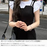 リネン混ショルダーリボンデザインオールインワン | JUNOAH | 詳細画像3 