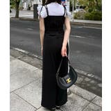 リネン混ショルダーリボンデザインオールインワン | JUNOAH | 詳細画像4 