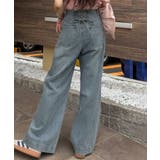 ライトブルー | バックレースアップデニムワイドパンツ | JUNOAH