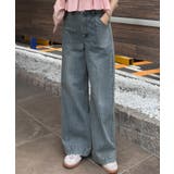 バックレースアップデニムワイドパンツ | JUNOAH | 詳細画像4