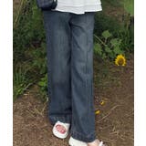 ネイビー | バックレースアップデニムワイドパンツ | JUNOAH
