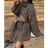 ブラウン | ベルト付きシャギーミドルコート | JUNOAH
