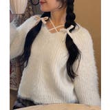 クロスデザインショート丈シャギーニット | JUNOAH | 詳細画像4 