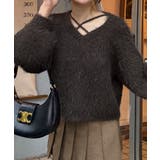 クロスデザインショート丈シャギーニット | JUNOAH | 詳細画像9 