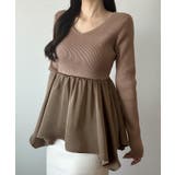 2wayランダムサテンペプラムコンビニットトップス | JUNOAH | 詳細画像10