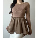 2wayランダムサテンペプラムコンビニットトップス | JUNOAH | 詳細画像11